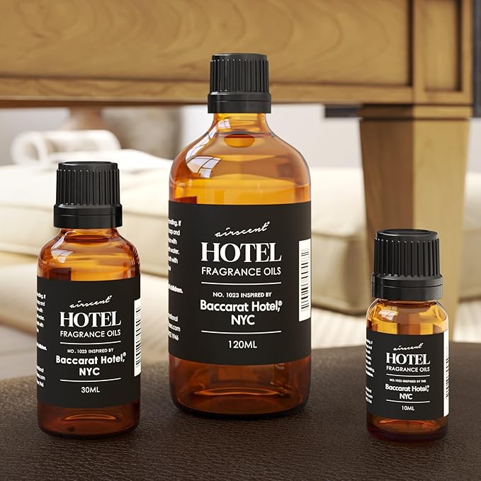 AirScent Hotel Diffuser Oil No. 1023 Inspired by The Baccarat Hotel Scent - Love Affair Fragrance Oil for Ultrasonic and Waterless Diffusers and Crafting - 30 mL, 1 fl oz Glass Bottle with Dropper