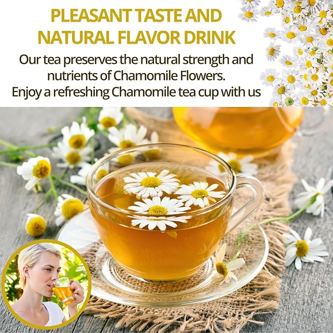 VIDA FARM 100 Chamomile Tea Bags, Natural Chamomile Flowers Tea Bags, Dried Herbal Flowers, Sugar Free, Caffeine Free, Gluten Free