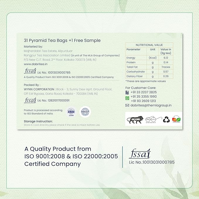 Dabri Daily Belly Wellness Tea Bags 32pcs | Great for Bloating | Relief from Constipation and indigestion | Relief from acidityand gastric problems (32 pyramid bags)