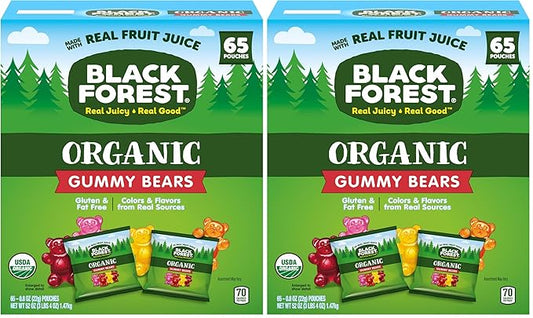 Black Forest Organic Gummy Bears Candy, 0.8 Ounce Pouches (65 Count) (Pack of 2)