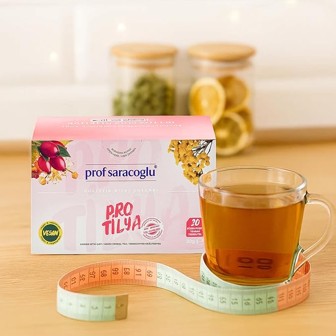 Prof Saracoglu 1 Box Pro-Tilya Herbal Tea – Caffeine-Free Herbal Blend with Natural Digestive Support, Caffeine-Free Metabolism Friendly Tea, 20 Tea Bags in Eco Resealable Box