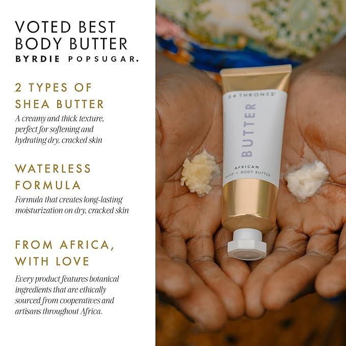 54 Thrones African Beauty Shea Butter, Intensive Dry Skin Support, Moisturizing Body Butter for Women, Moisturizing Body Balm and Cream, Egyptian Lavender + Moroccan Mint