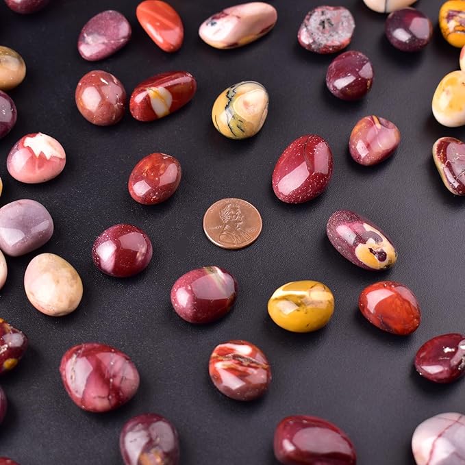 Mookaite Jasper Healing Crystal Stone Set - 24 Pieces, 0.6" Natural & Polished Stones for Healing, Meditation, Reiki, Chakra, Crafting & Decoration