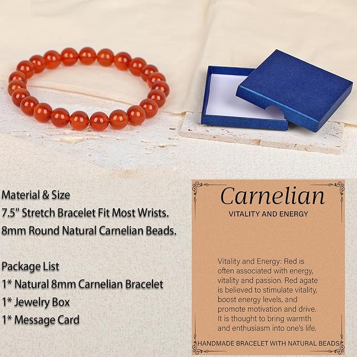 LPBeads Handmade Natural Gemstone Stretch Elastic Bracelet Healing Crystal Round Stone Beads Jewelry Gifts for Women Men