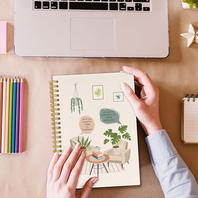 Funny Mental Health Spiral Notebook, Therapy Journaling Notebooks for Note Taking, Nature Plant Hardcover Journals for Women 160 Pages 5.5x8.3 Inch, Inspirational Gifts for Women