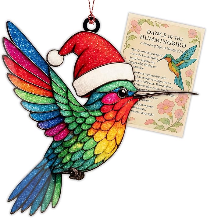 Hummingbird Christmas Ornament - Hummingbird Gifts for Women - Bird Ornaments for Christmas Tree - Hanging Decor for Door Yard Outdoor or Windows - Christmas Ornament 2025 - Gift Exchange