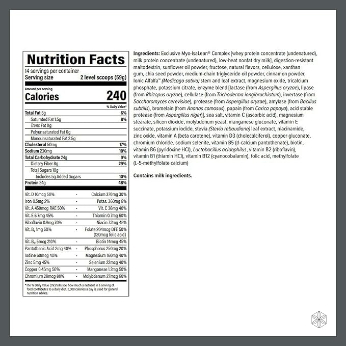 IsaLean Protein Shake - Complete Superfood Meal Replacement for Maintaining Healthy Weight and Lean Muscle Growth with 24 Vitamins and Minerals - 28.6 oz - 14 Meal Canister (Creamy French Vanilla)