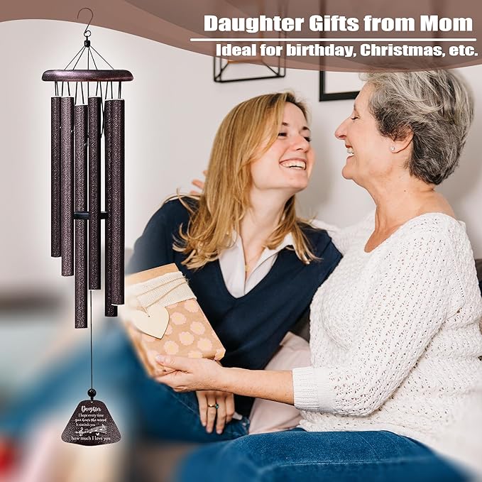 Daughter Gifts from Mom Dad, Daughters Birthday Gifts, Daughter 32” Wind Chimes for Birthday Graduation Christmas Valentines Mothers Day