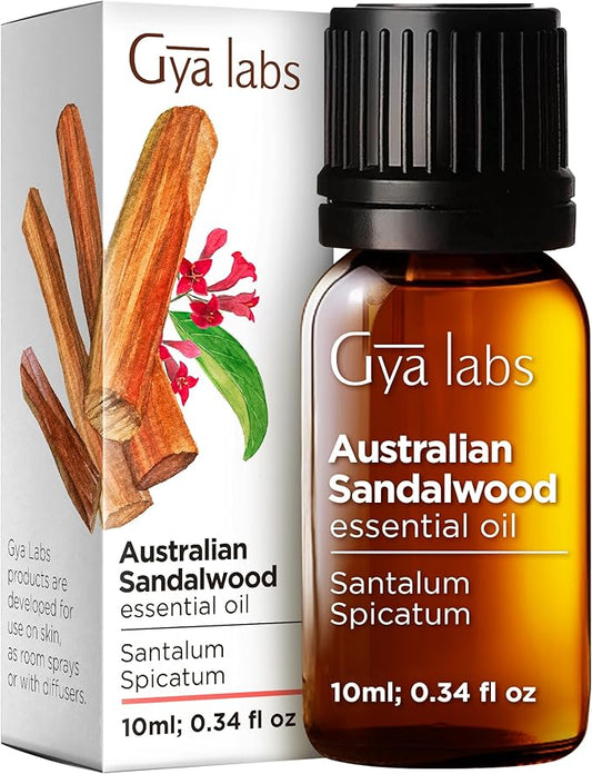 Gya Labs Australian Sandalwood Essential Oil - 0.34 Fl Oz - for Hair, Skin, Diffuser, Aromatherapy & DIY Candle Making Scent