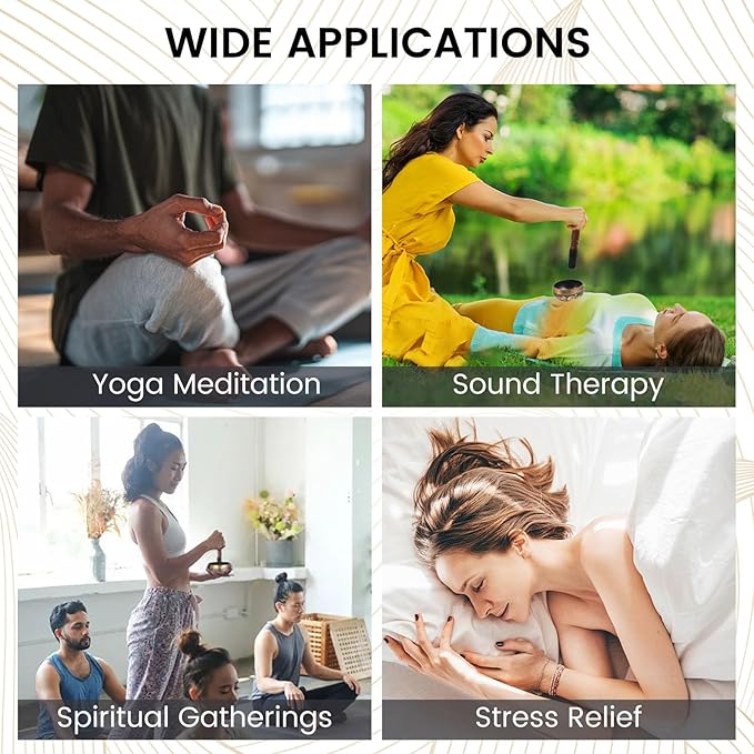 DomeStar Tibetan Singing Bowl Set, Authentic Handmade Meditation Bowl Stress Relief Yoga Set with Striker & Cushion for Sound Therapy, Chakra Healing, Spiritual Gatherings