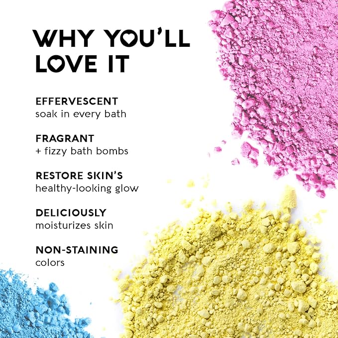 Nature's Beauty Unicorns & Rainbows, Pink Jasmine & Strawberry Scent Bath Bomb for Kids Multi-Pack - Natural, Non-Staining, Fun Bubbly Fizzy Spa Bomb, Made w/Coconut Oil + Witch Hazel, 5.5oz (4 Pack)