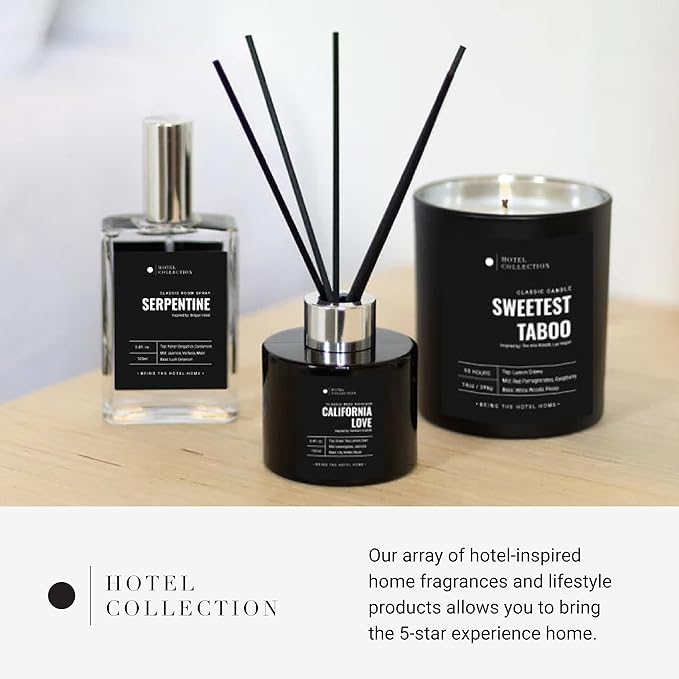 Hotel Collection - Black Velvet Single Wick Classic Candle - Hotel Inpsired Luxury Candle - 90 - Hours Burn Time - Hints of Blonde Woods, Rose, and Black Fig - 14 oz - Black