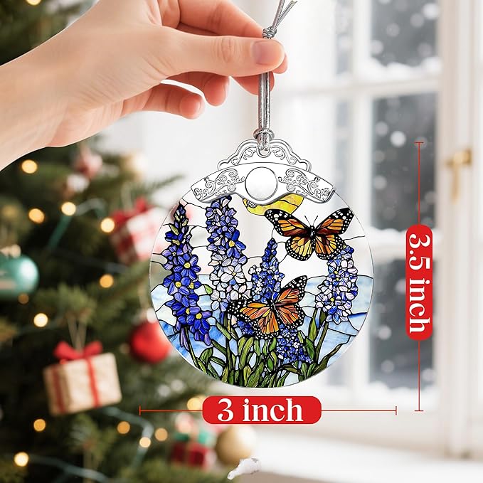 Lavender Butterfly Christmas Ornaments: Christmas Tree Ornaments, Holiday Decor for Flower Lover, Stocking Stuffers, Gift Ideas, Xmas Gifts & Gifts for Butterfly Lover