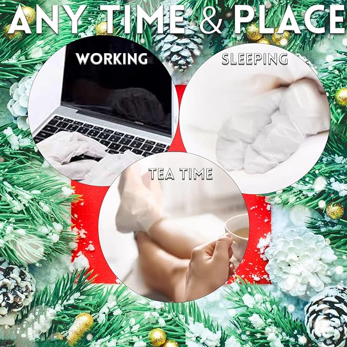 Foot Mask Hand Mask Christmas Gifts Hydrating Moisturizing 12 Packs Gloves & Socks Intensive Repairing Masks Peeling Mask for Women Dry Cracked Set Coconut Oil Tea Tree Extract Elitzia ETXJ2409