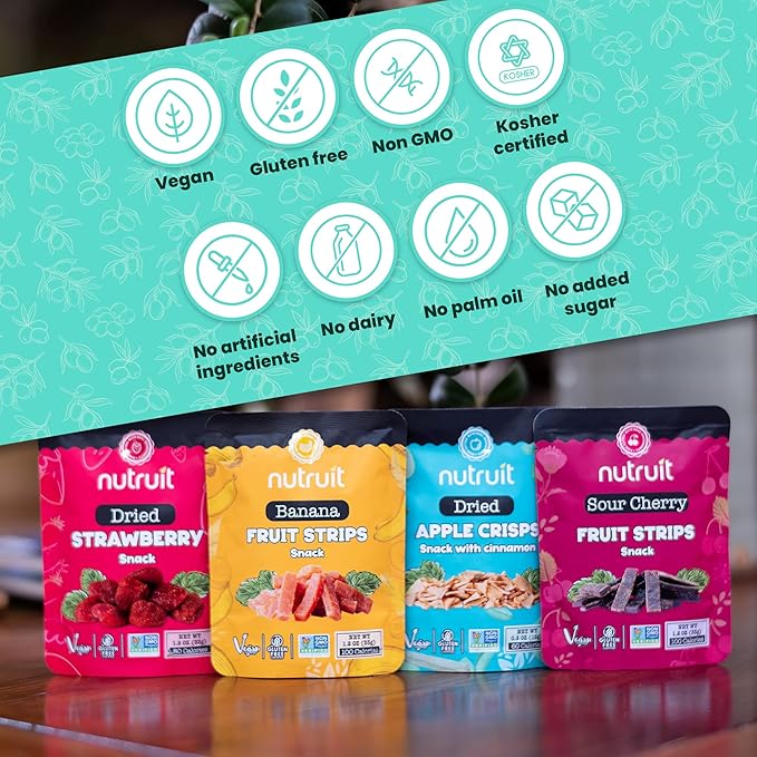 Nutruit Gourmet Healthy Snacks - 32 Pack MEGA Variety Box (12-14 Flavors) - Vegan, Gluten Free, Non-GMO Bulk Snacks - Kosher, High Protein, High Fiber, Plant-Based Healthy Snack - 1.2oz Packs
