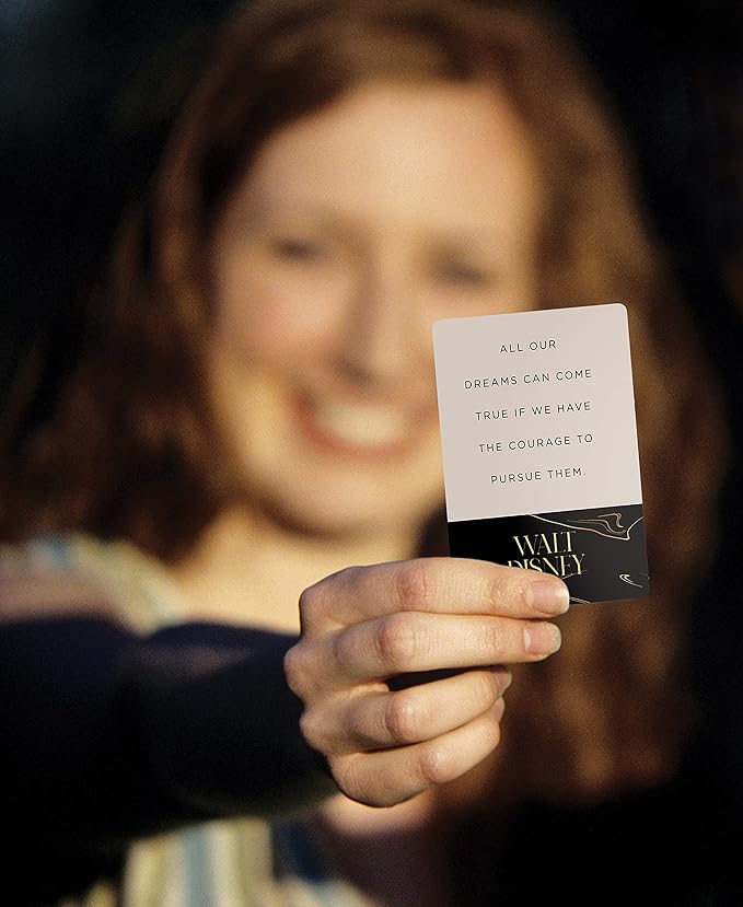 Better Office Products 100 Encouragement Quote Cards, Famous Inspirational Quotes, All Unique Designs, Elegant Black & Gold Motif, Motivational Card Deck, 2.5" x 3.5" (Playing Card Size)