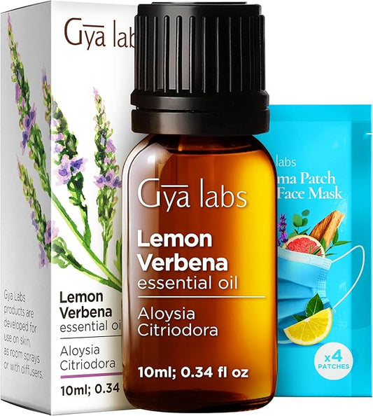 Gya Labs Lemon Verbena Essential Oil - 0.34 Fl Oz - for Hair, Skin, Diffuser, Aromatherapy & DIY Candle Making Scent