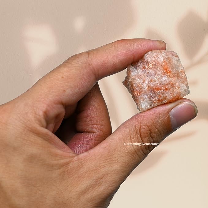 Amazing Gemstone 2 Pieces Sunstone Raw Crystals and Healing Stones, Natural Rocks for Tumbling and DIY Raw Stones and Crystals