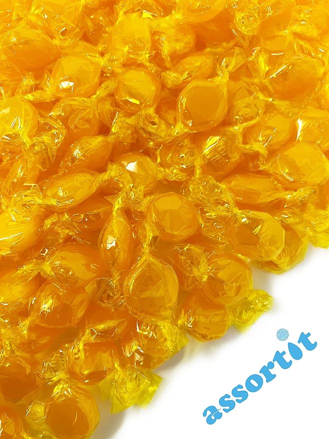 Halloween Butterscotch Hard Candy Disks - 6 lbs - Butter Scotch Flavored Old School Classic Hard Candies - Bulk American Vintage Candy Assortment- Individually Wrapped, 96 oz.