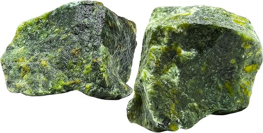 Amazing Gemstone Green Jade Raw Crystals and Healing Stones, Natural Rocks for Tumbling - DIY Raw Stones and Crystals, 2 Pieces