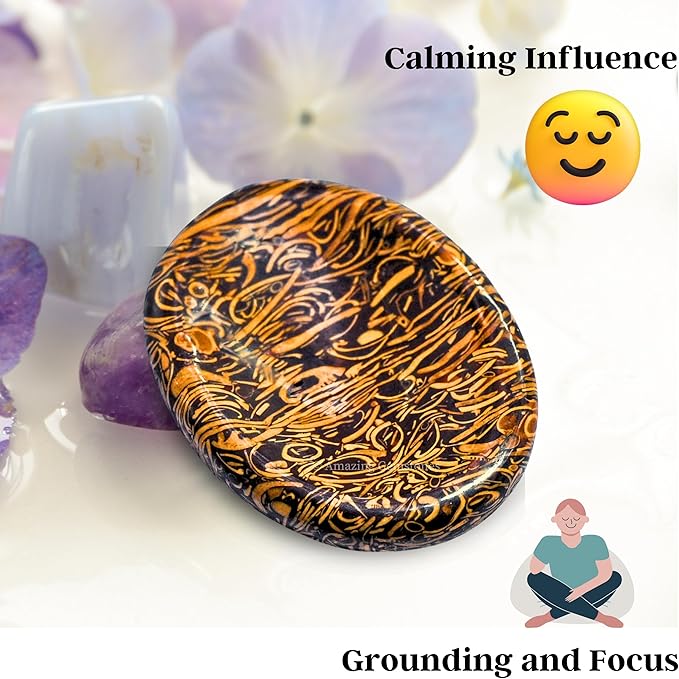 Amazing Gemstone Mariyam Jasper Worry Stone Crystals & Healing Stones - Worry Stones for Stress Relief Gifts - Piedra Crystal Fidget for Meditation - Unique Stocking Stuffers & Birthday Gifts