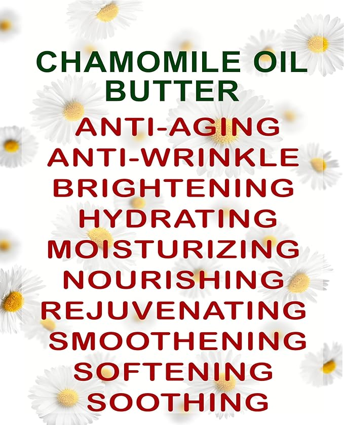 Botanical Beauty CHAMOMILE OIL BUTTER 100% Pure Natural Virgin Unrefined RAW for FACE, SKIN, BODY, DAMAGED HAIR, NAILS. Chamomile Roman Essential Oil and Coconut Oil (16 Fl Oz)