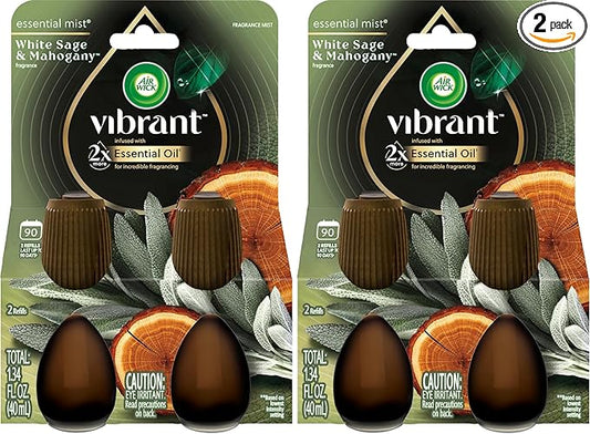 AIR WICK Essential Mist Twin Refill – White Sage & Mahogany (2x.67) oz. (Pack of 2)