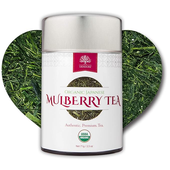 Mulberry Loose Leaf Herbal Tea - 100% USDA Certified Organic | Authentic Japanese Premium Tea | SuperFood | Caffeine Free | Great Nighttime Tea | Vitamins & Minerals | Vegan Friendly | Recyclable Tin
