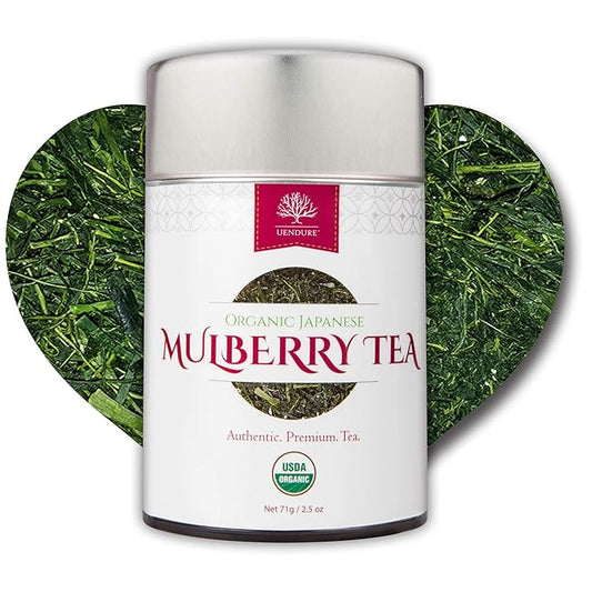 Mulberry Loose Leaf Herbal Tea - 100% USDA Certified Organic | Authentic Japanese Premium Tea | SuperFood | Caffeine Free | Great Nighttime Tea | Vitamins & Minerals | Vegan Friendly | Recyclable Tin