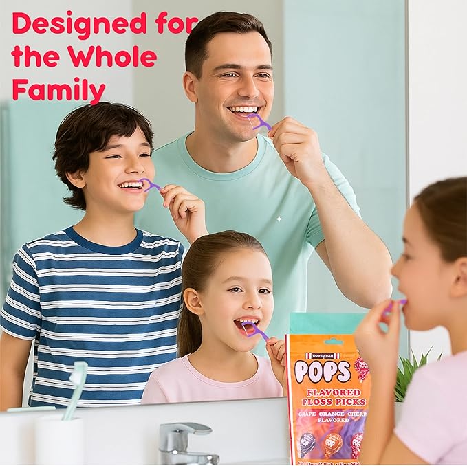 Flavored Floss Picks, 300 Count, Dental Floss Picks for Teeth with Fun Fruit Flavors, Flosser Picks for Adults and Children, | Grape, Orange & Cherry Flavor