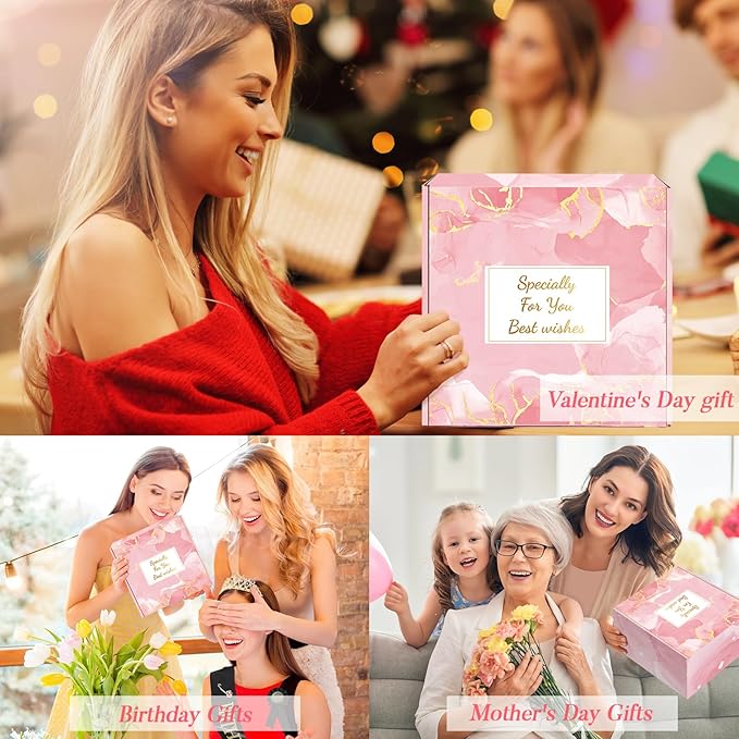 Birthday Gifts for Women Self Care Gifts Get Well Soon Gifts, Rose Relaxation Spa Gift Basket Sets with Luxury Flannel Blanket, Unique Mothers Day Mom Gifts Basket for Mom Wife Grandma Sister Friend