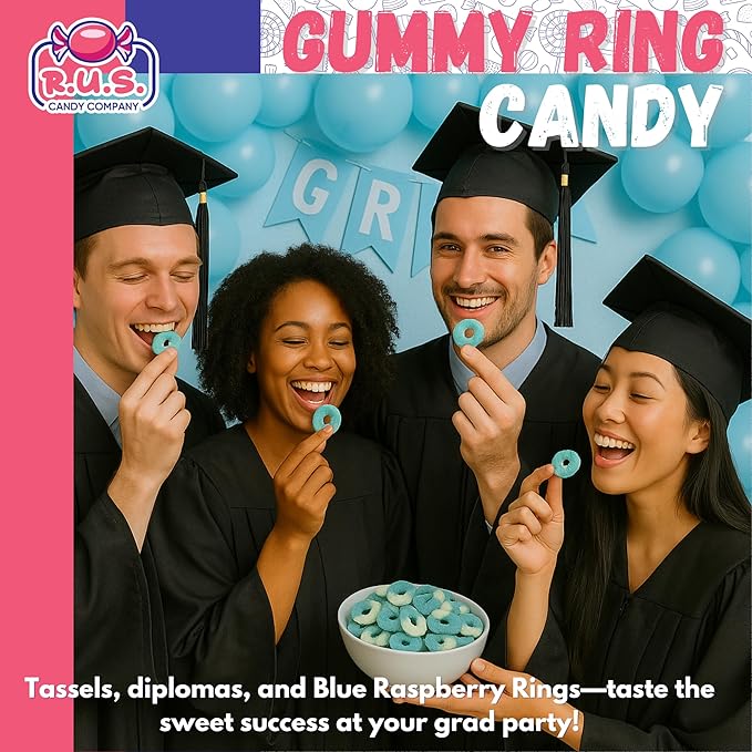 Blue Raspberry Ring Gummies 4.5 lbs Bulk Bag – Fruity Gummy Candy – Fresh, Soft & Chewy – Party, Snack, Candy Buffet – by RUS Candy Company (Blue Raspberry)
