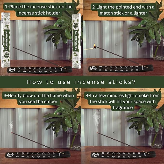 Lemongrass Incense Sticks for Backyard Patio - Total 40 Insence-Sticks - Dual Pack of 20 Insense - Inciensos - Inscents - Natural Non Toxic Ingredients - Incents - Incence - Inscense - Insents