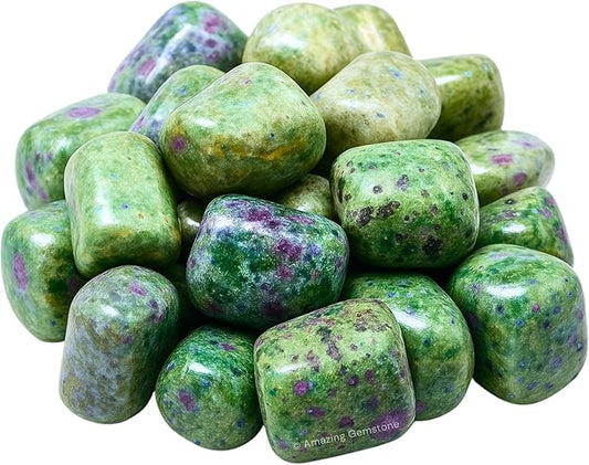 Amazing Gemstone Ruby Fuchsite Crystals and Healing Stones Tumbled - 1000+ Carats Ruby Fuchsite Stone, Natural Healing Stones for Energy Balance, Stress Relief - Premium Polished Gems Rocks