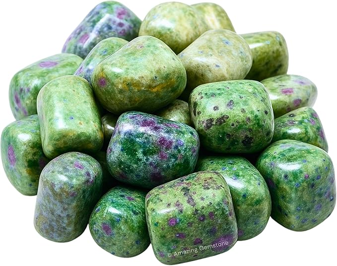 Amazing Gemstone Ruby Fuchsite Crystal Tumbled Stones Polished Rocks, 1 Oz - Natural Gem Stones for Healing - DIY Crystals for Protection
