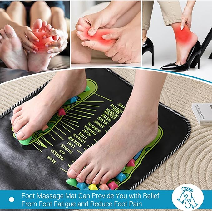 Foot Pressure Point Mat, Foot Matt Pressure Points, 2 in 1 FootMassager Pad, Dismountable Acupressure Mats, Acupressure Tool for Relaxation (Black)