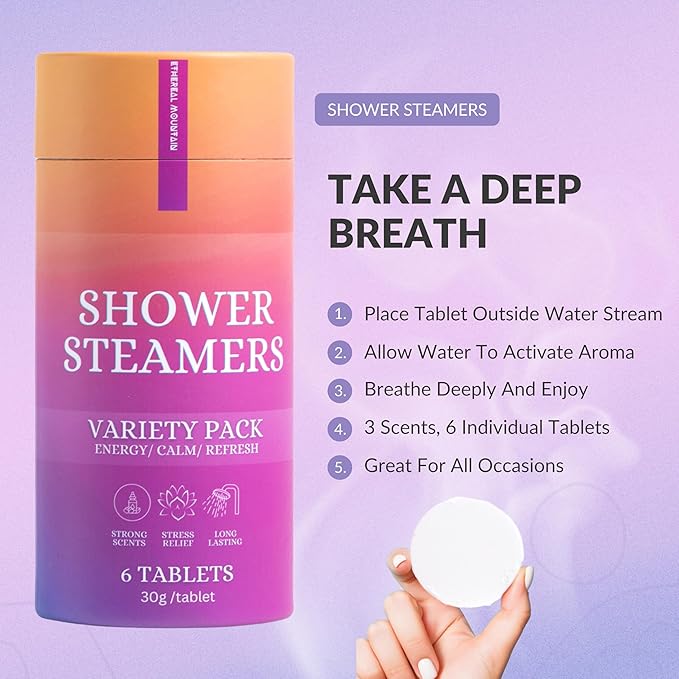 Shower Steamers - Assorted Aromatherapy 6 Pack - Gift for Her, Shower Gifts, Birthday Gifts for Mom, Home Warming, Gift Ideas
