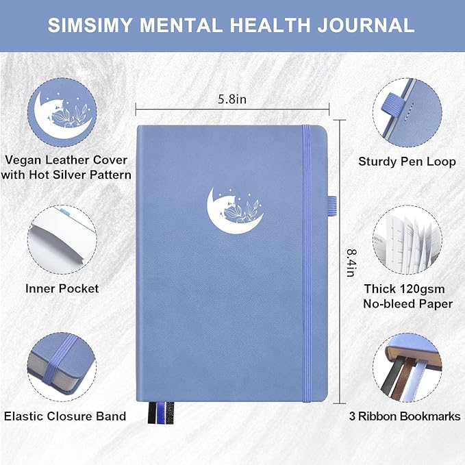 Mental Health Journal, 91-Day Self Care Journal for Women Men, Guided Anxiety & Stress Relief Journal with Mood Tracker, Cognitive Behavioral Therapy Journaling with Mental Health Coloring Pages & Dream Log