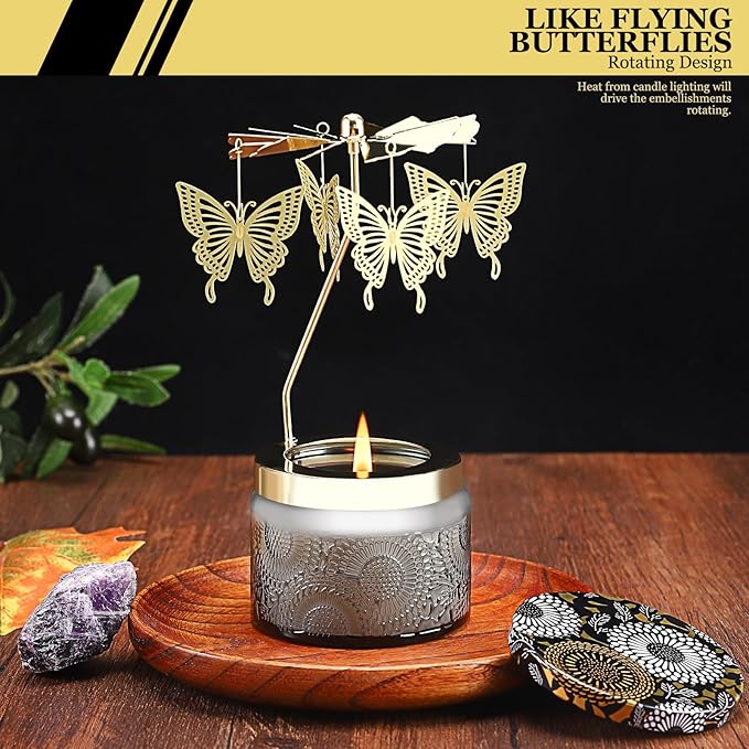 Birthday Gifts for Women, Rotatable Candle Gifts, Vanilla Cream Scented Candles Anniversary Christmas Thanksgiving, Butterfly Best Girl, Friends,Mom