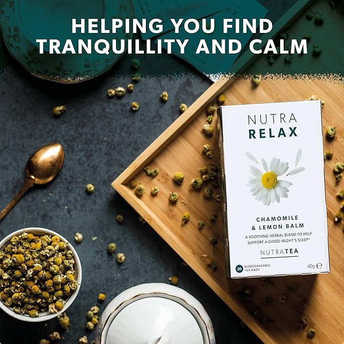NUTRARELAX - Night Time Tea | Sleep Tea | Calm Tea - Includes Chamomile, Passionflower & Lemon Balm - 60 Enveloped Tea Bags - by Nutra Tea - Herbal Tea - (3 Pack)