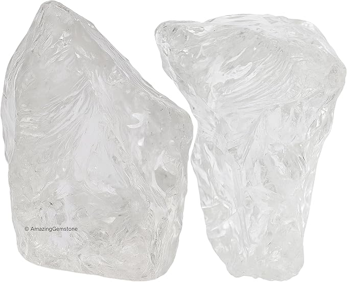 Amazing Gemstone 2 Pieces Premium Grade Clear Quartz Raw Crystals and Healing Stones, Natural Rocks for Tumbling and DIY Raw Stones and Crystals