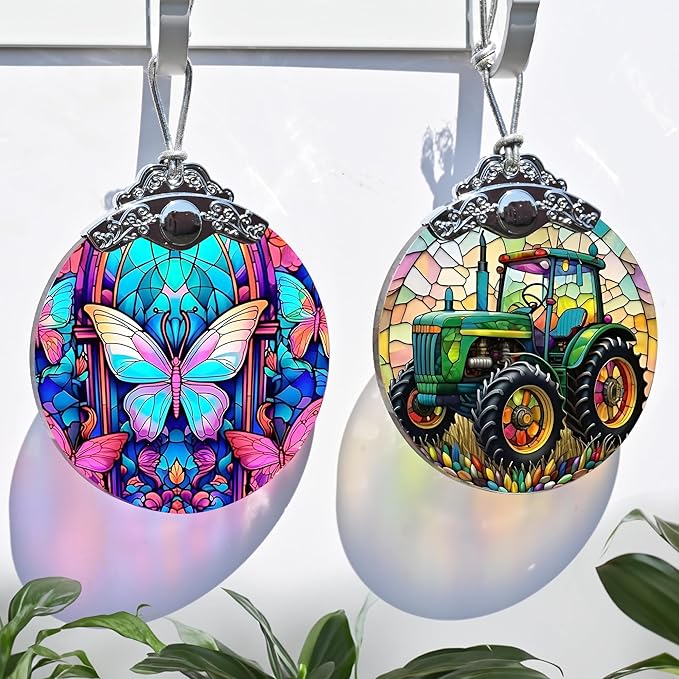 Christmas Ornament, Tractor Christmas Decor, Tractor Ornaments for Christmas Tree, Stained Glass Ornament, Tractor Gifts, Holiday Decorations and Xmas Gifts Ideas