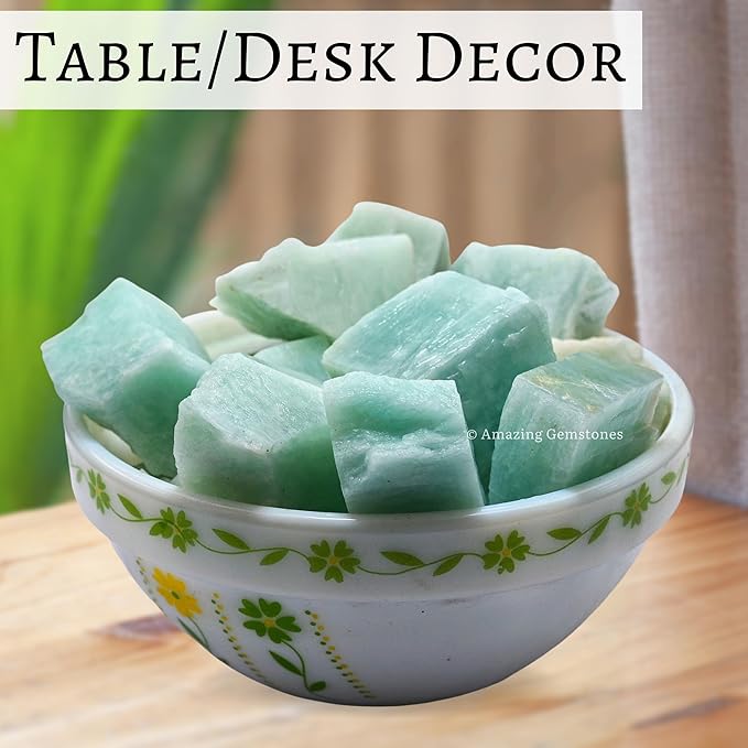 Amazing Gemstone Amazonite Raw Crystals and Healing Stones, Natural Rocks for Tumbling - DIY Raw Stones and Crystals, 2 Pieces