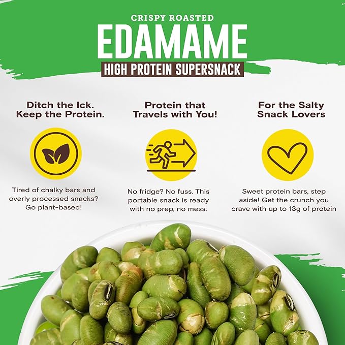 Biena Crispy Roasted Edamame Beans Snack – High Protein Low Carb Snack for Adults & Kids, 13g Protein per Serving - Made w/Avocado Oil – Vegan, Gluten-Free – 10-Pack, 1.05oz Bags, Himalayan Pink Salt