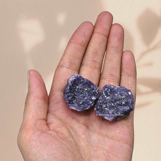 Amazing Gemstone Lepidolite Raw Crystals and Healing Stones, Natural Rocks for Tumbling and DIY Raw Stones and Crystals (5 Pieces)
