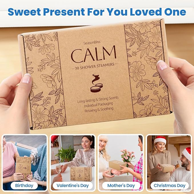 Shower Steamers 60 PCS with Individually Wrapped, Shower Bombs for Women with 6 Rich Scents, Rose Peppermint Citrus Eucalyptus Ocean Lavender, Christmas Birthday Mother's Day Present for Mom Wife Men