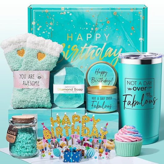 Birthday Gifts for Women Friendship, Ocean Relaxing Spa Gifts Basket Set for Women, Self Care Gifts Unique Happy Birthday Gift Idea for Mom Her Best Friends Sister Wife Girlfriend Coworker Teacher