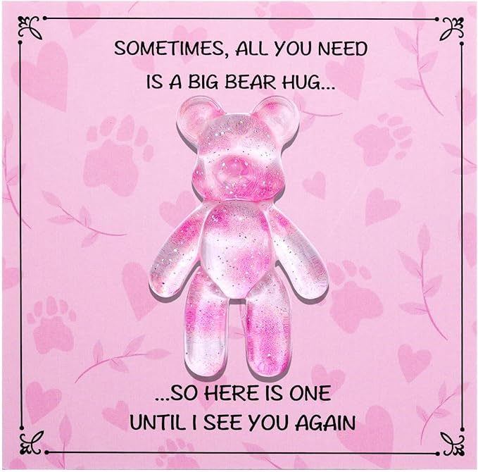 Pocket Bear Hug, Anxiety Relief Gifts for Women Men, Mental Health Positivity Gifts, Thinking of You Gift, Emotional Support Gift, Comforting Present for Son Daughter Back to School, Light Pink