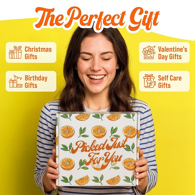 Sunny&Wise Orange Themed Gift Baskets for Women - Designed in USA - Care Package, Self Care Gifts, Get Well Soon, Thinking of You