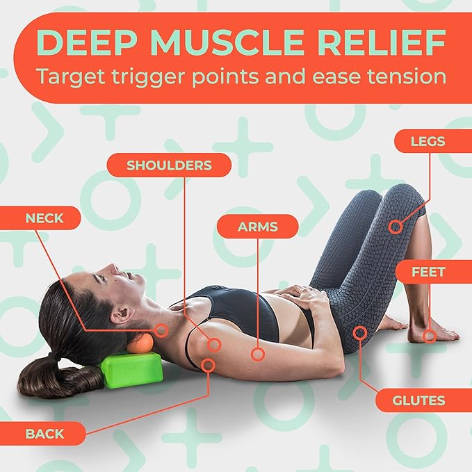 Deep Recovery Sport Yoga Deep Tissue Massage Ball Set, Lacrosse Ball Size – Extra Firm Myofascial Release Balls for Feet, Back, Neck, Legs & Arms – Trigger Point & Mobility Therapy (2-Pack)